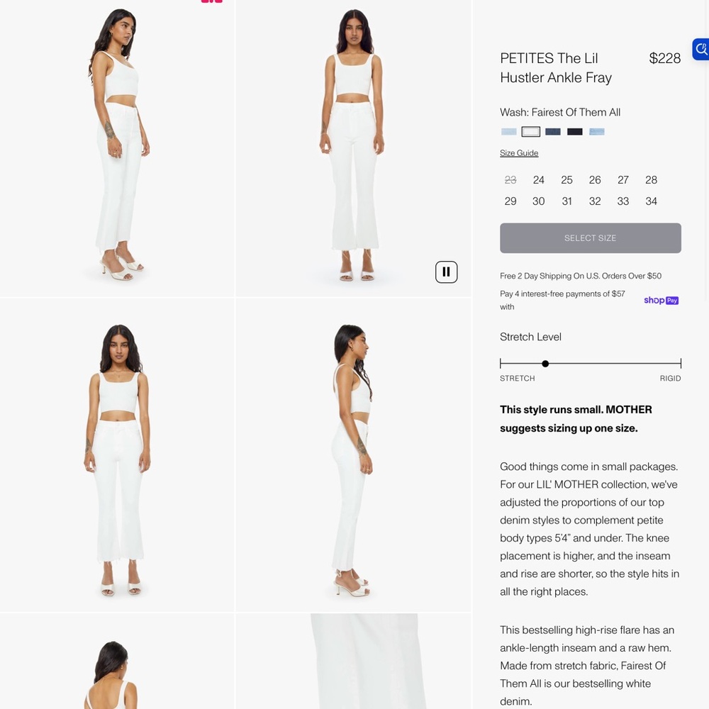 MOTHER  jeans, brand new. Petite length